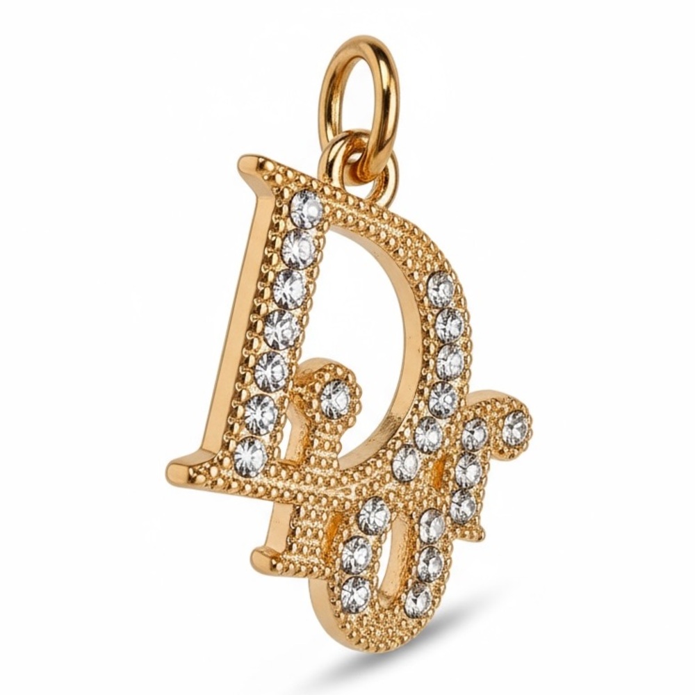 DIOR Authentic Gold and Crystals Pendant for Necklace NEW - Picture 5 of 10